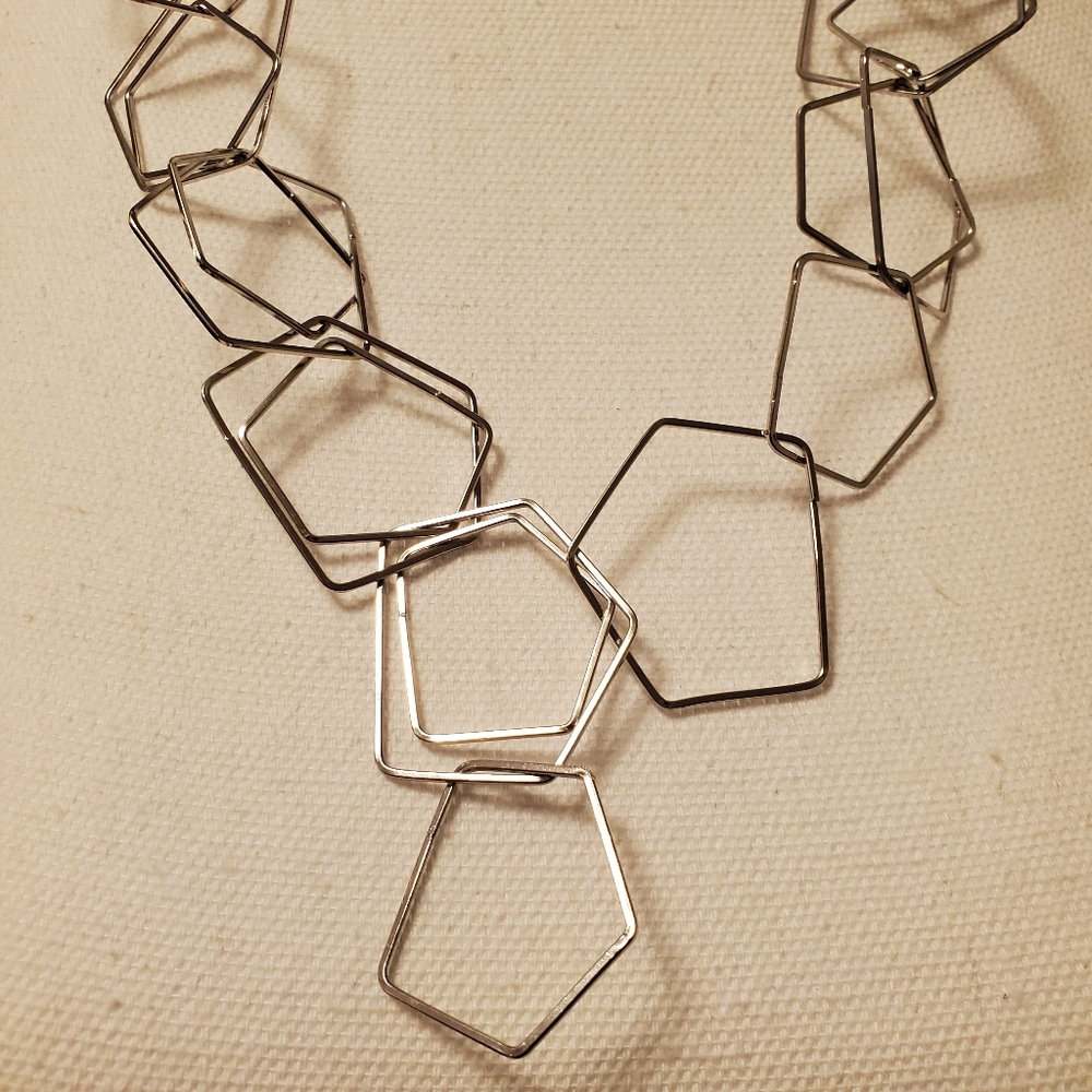 Geometric Shape Silver Necklace - image 2